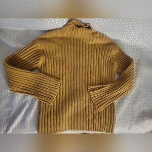 Women's Ribbed Turtleneck Sweater - Mustard yellow